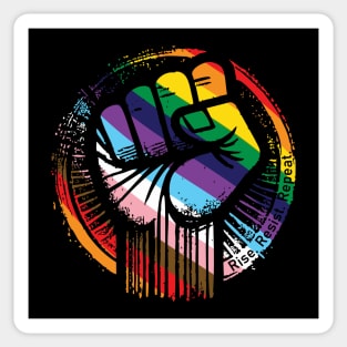 Rise. Resist. Repeat. Protest, Activism, Resistance To Protect Rights Activism Gay Pride LGBTQ rights Sticker